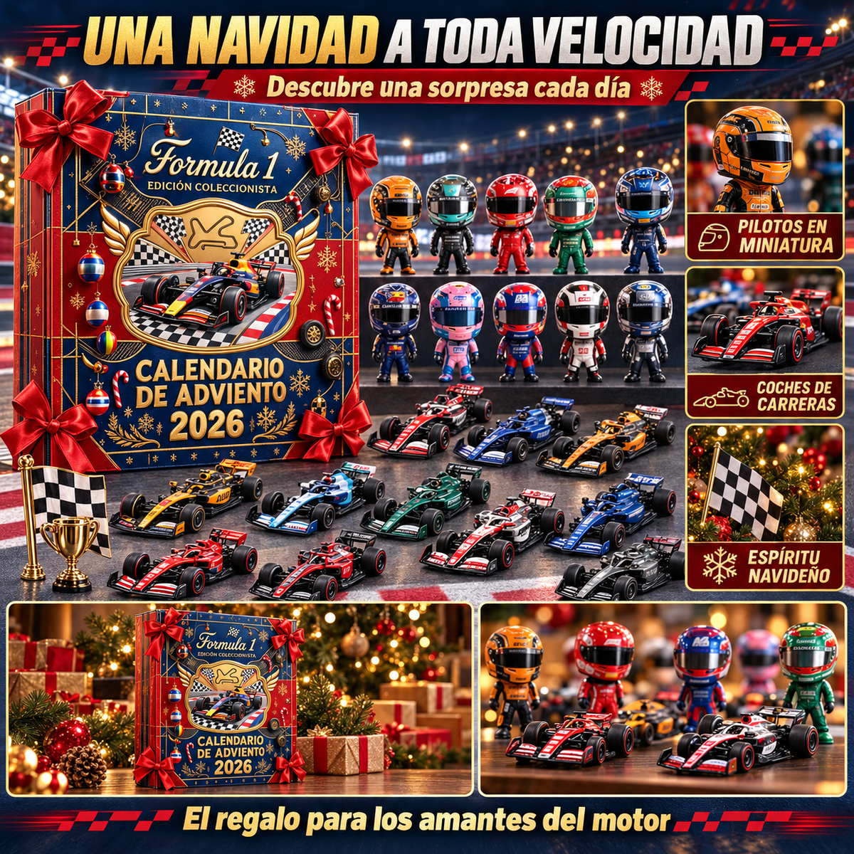 Una Navidad a toda velocidad: calendario, pilotos en miniatura y coches de carreras