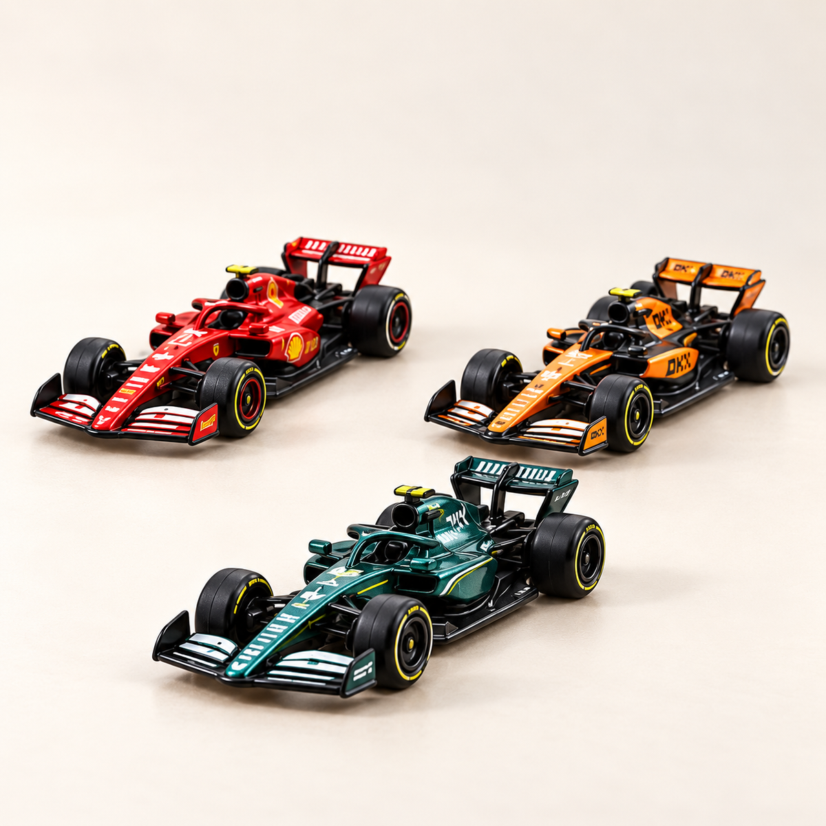 Detalle de monoplazas de carreras en miniatura